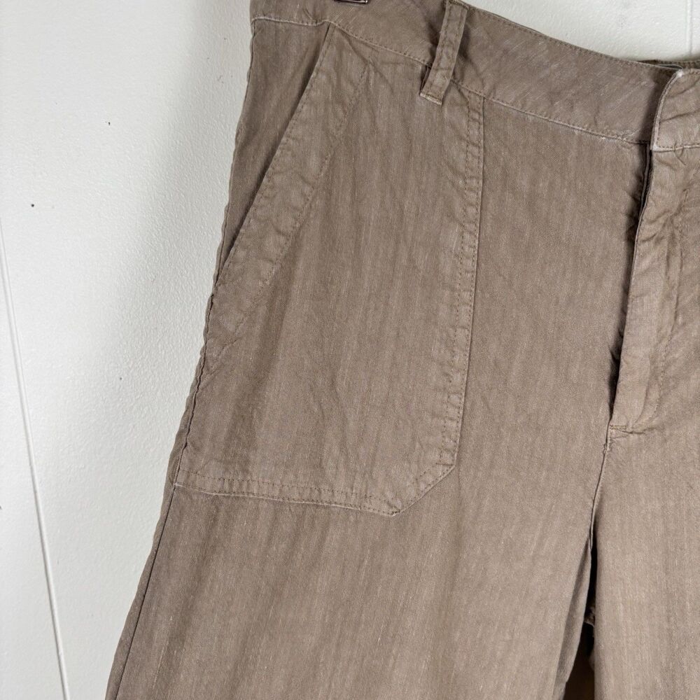 KUT From The Kloth Topaz Womens Size 8 Wide Leg Cropped Pants Taupe Linen Blend - Picture 6 of 11